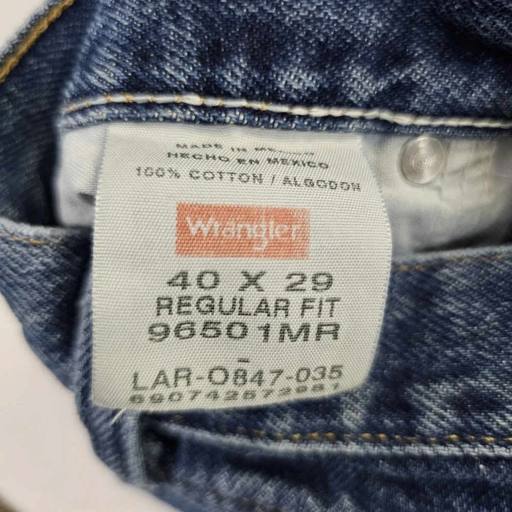 Wrangler Denim Blue Jeans Mens 40 x 29 100% Cotton‎